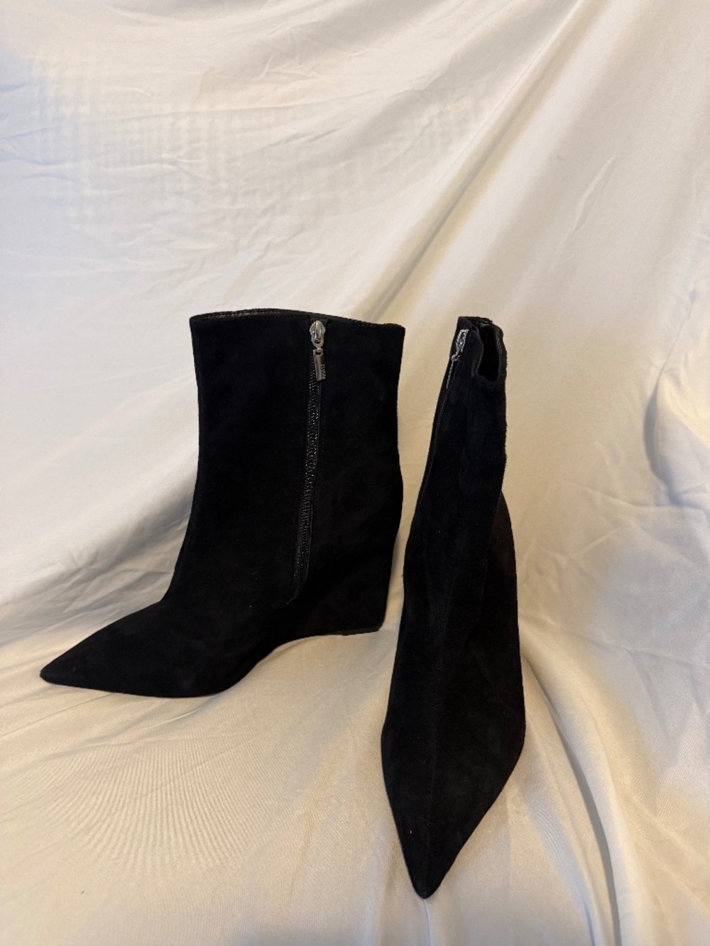 Schutz Black Suede Wedge Bootie